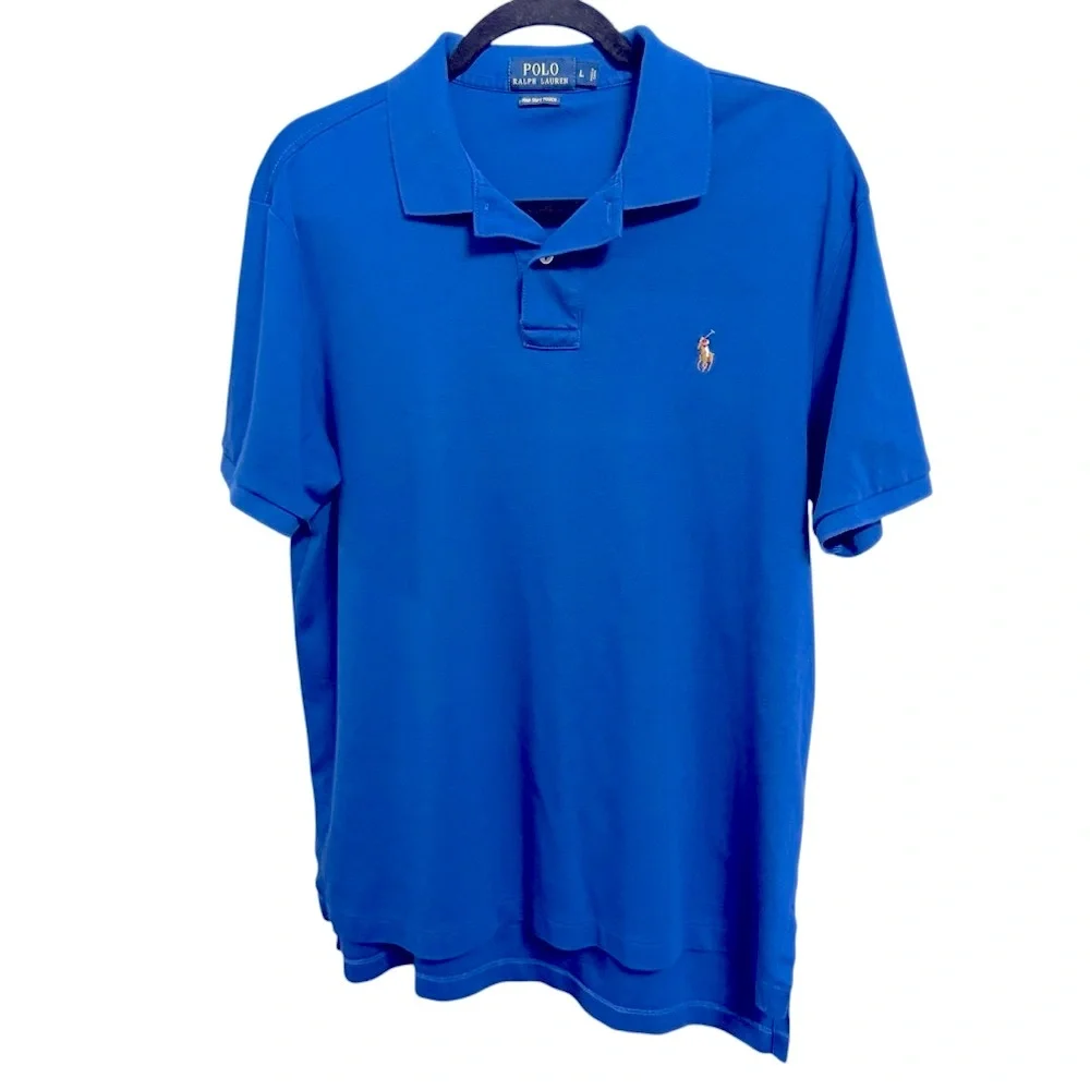 Polo Ralph Lauren Pima Soft Touch Short Sleeve Blue Polo Pony Logo Size Large